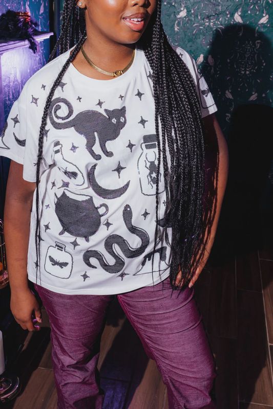 White &amp; Purple Halloween Tee