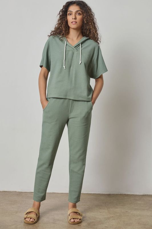 Drawcord Waffle Pant - Seagrass