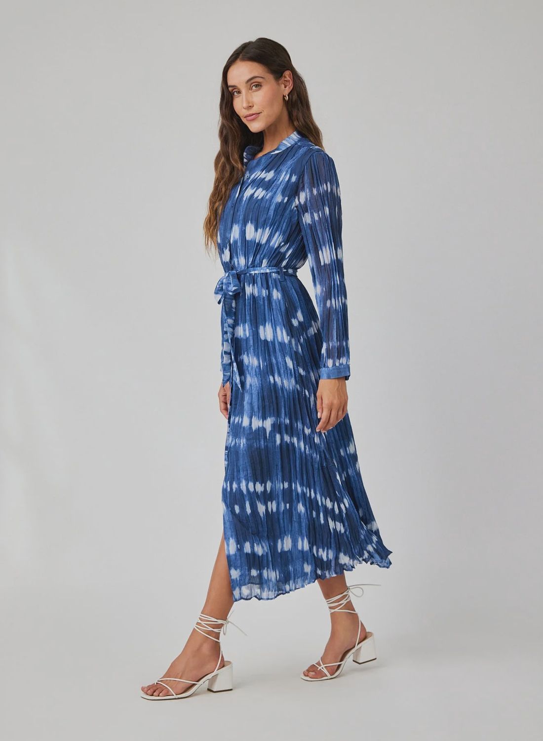 Pleated Maxi Shirt Dress