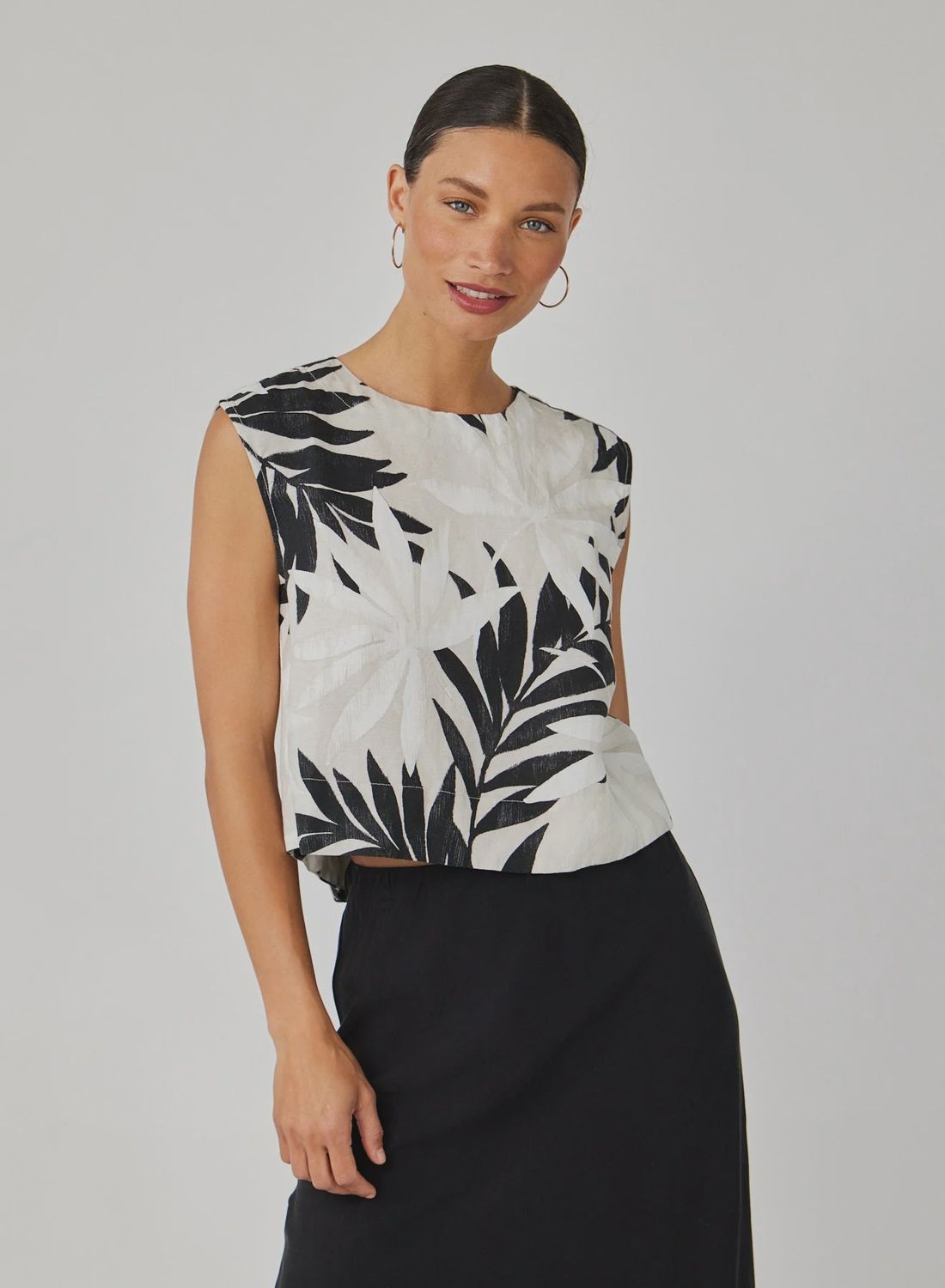 Boxy Button Back Top