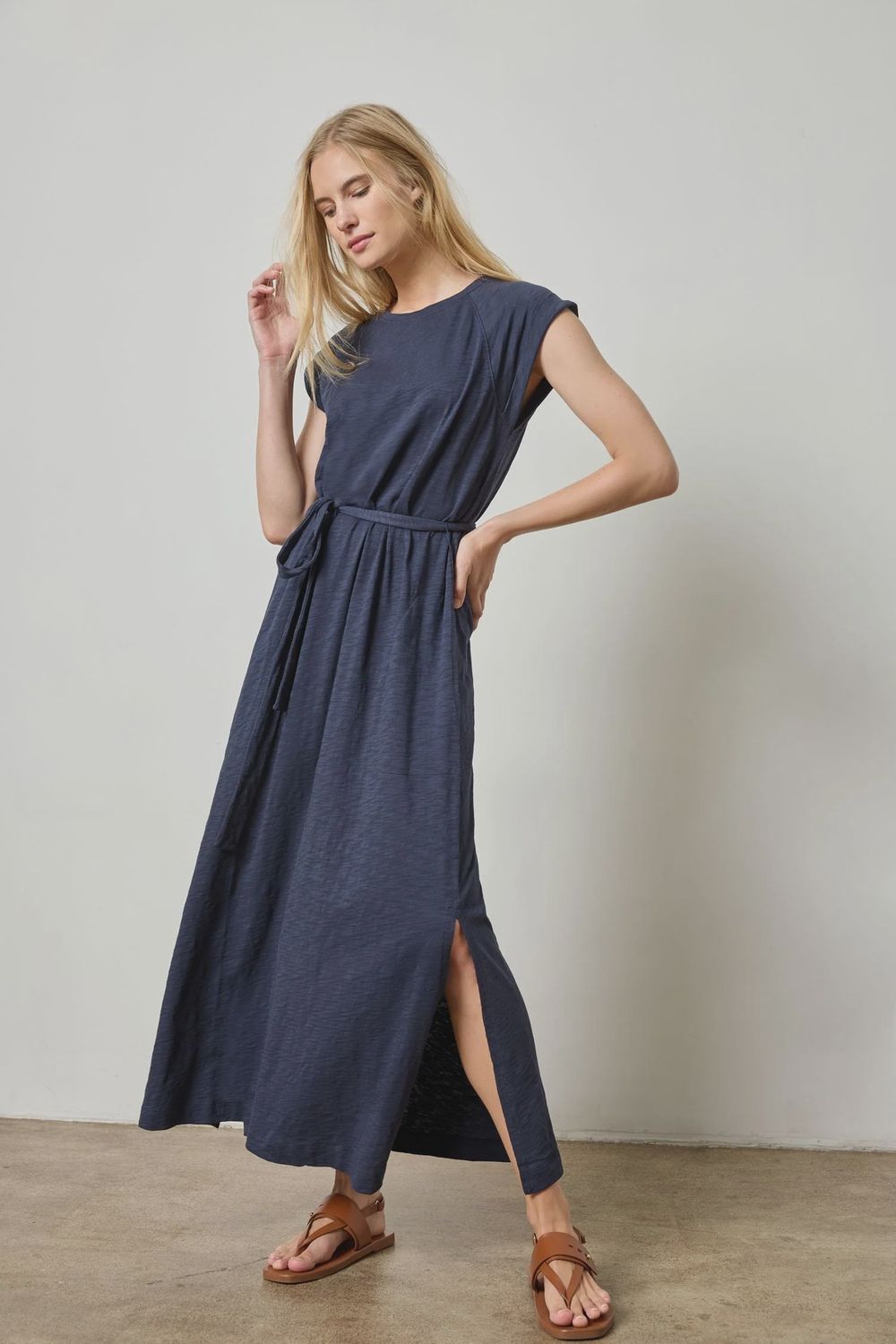 Saddle Sleeve Maxi Dress : Navy