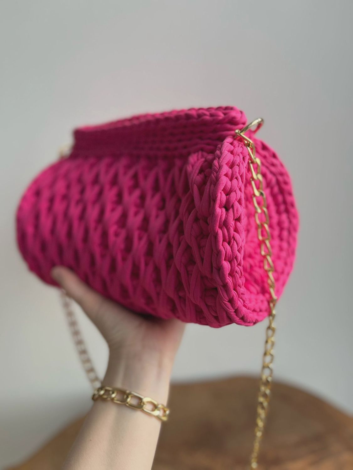 Crochet Clutch Bag - Fuchsia
