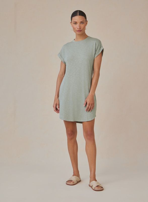 Roll Sleeve T-shirt Dress - Olive Grove