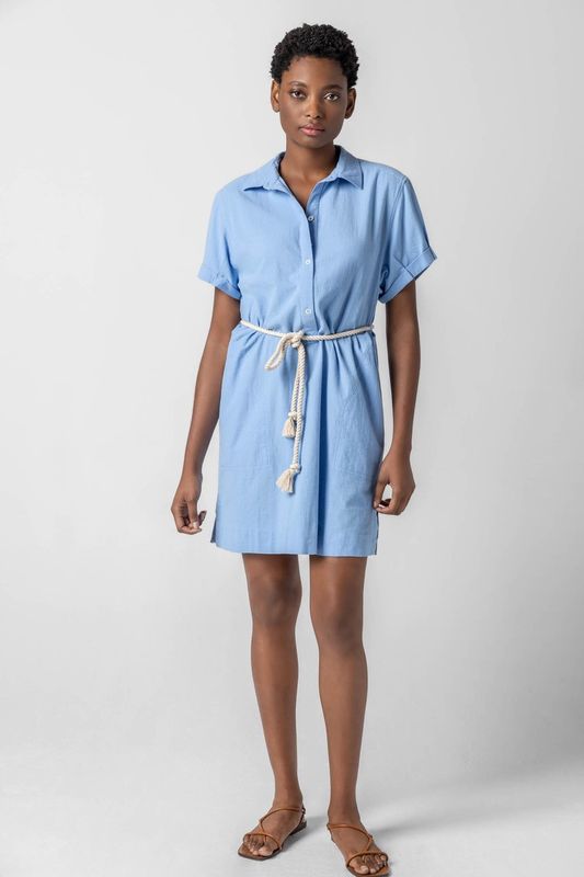 Half Placket Shirt Dress : Malibu