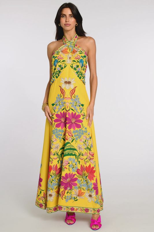 Aubrey Dress in Tapestry Yellow