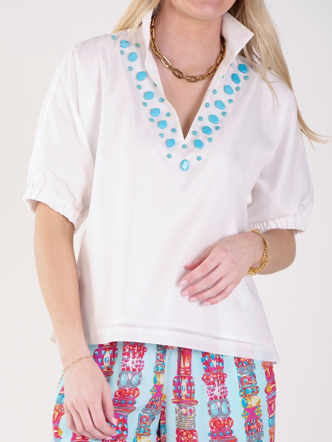 Poppy Top White Taffeta