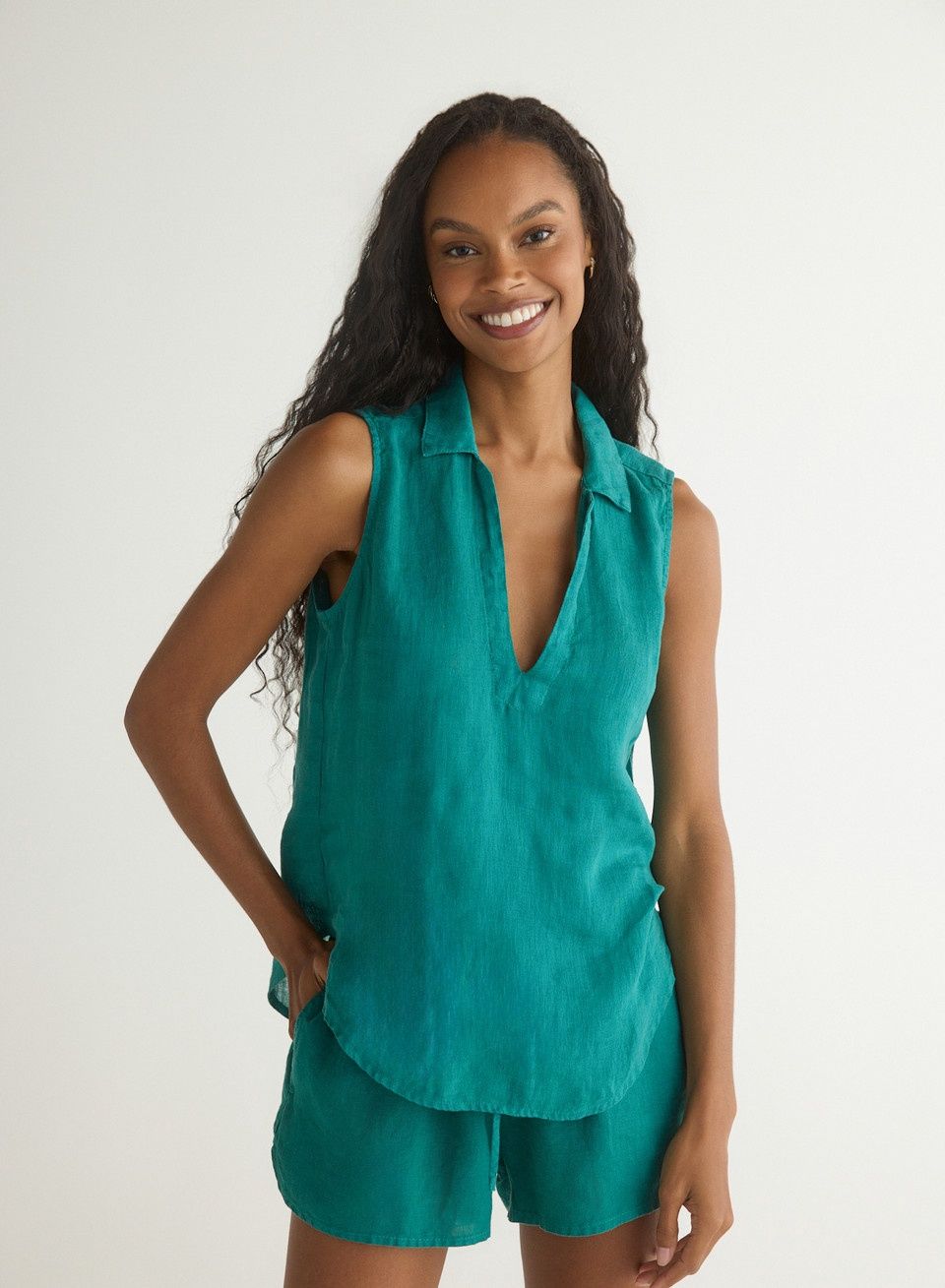 Sleeveless Pullover Teal Green