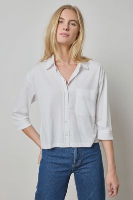 Easy Button Down Tee : White