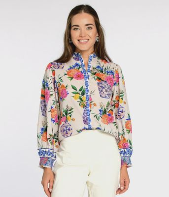 Emily Top in Ivory Ginger Jars