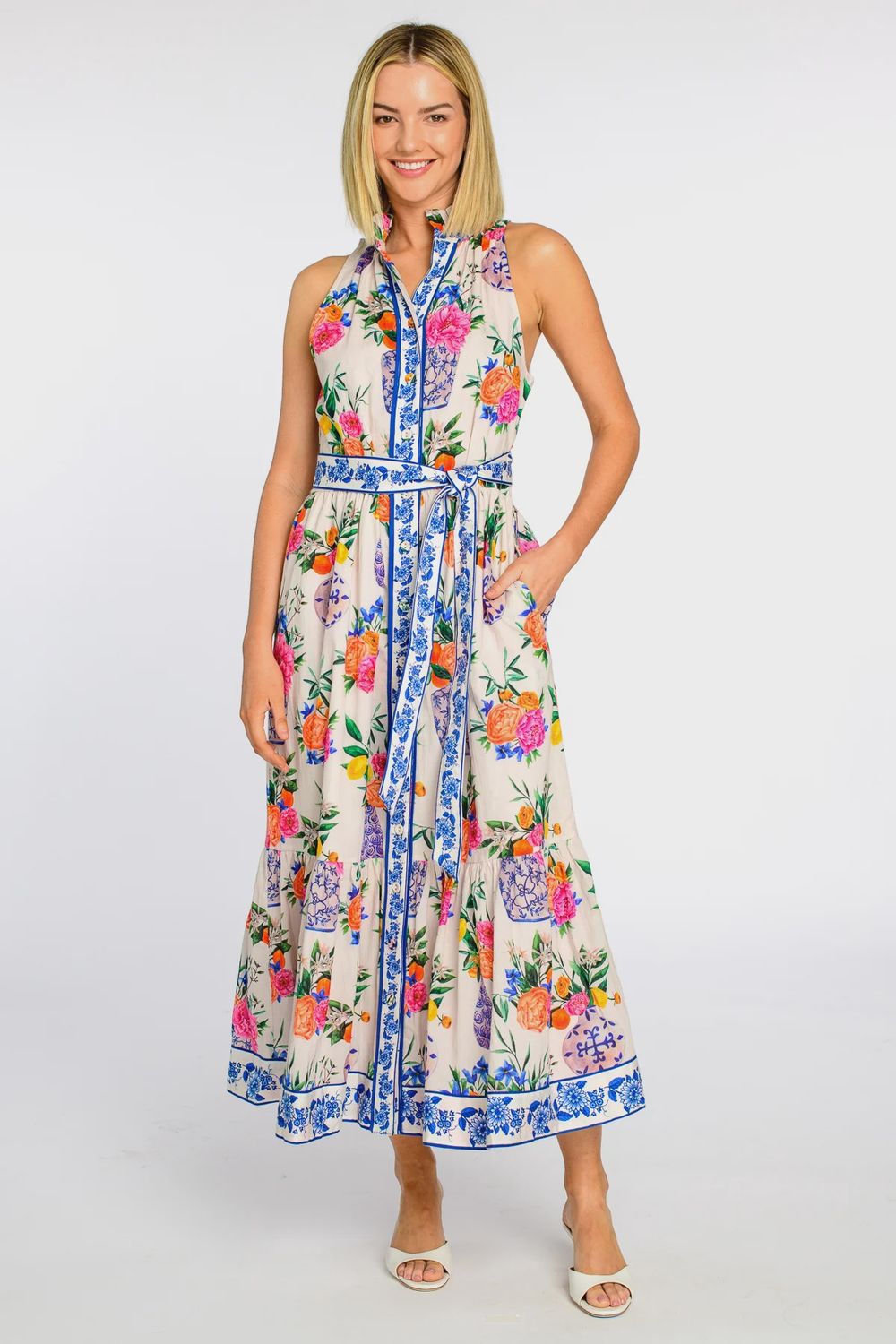 Biba Dress in Ivory Ginger Jars