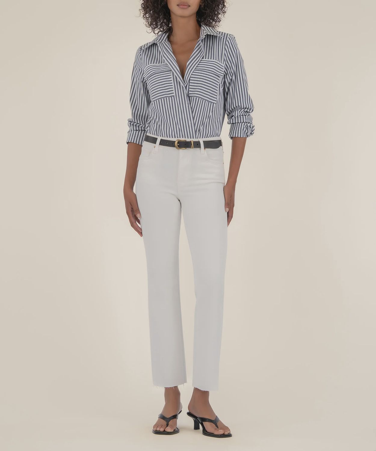 Kelsey High Rise Ankle Flare in ECRU