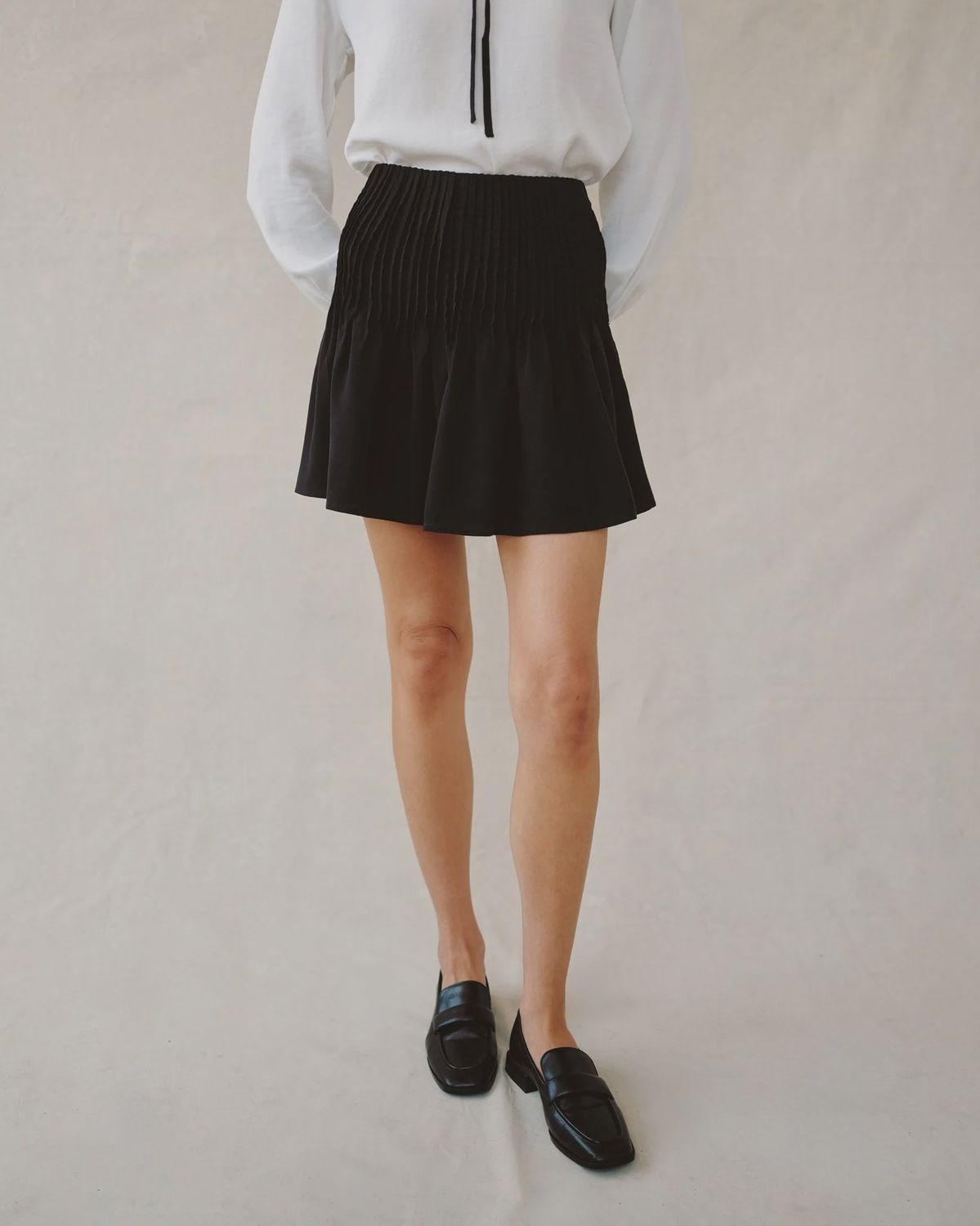 Pintuck Mini Skirt Black