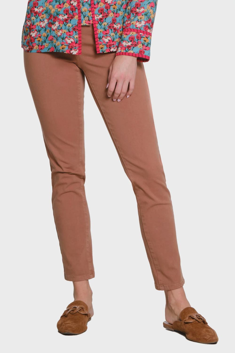 4 Way Stretch Pull on Skinny Ankle Jean Caramel