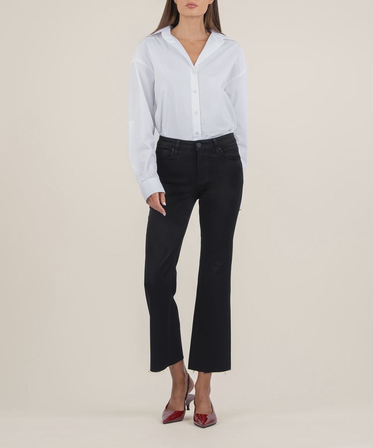 Kelsey Mid Rise Ankle Flare - Black