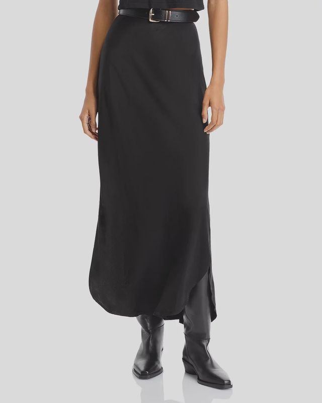 Side Split Maxi Skirt in Black