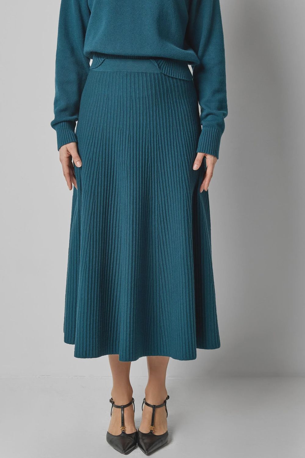Flared Knit Skirt Deep Sea