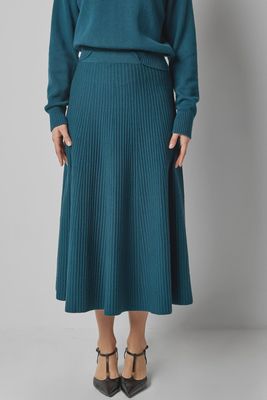 Flared Knit Skirt Deep Sea