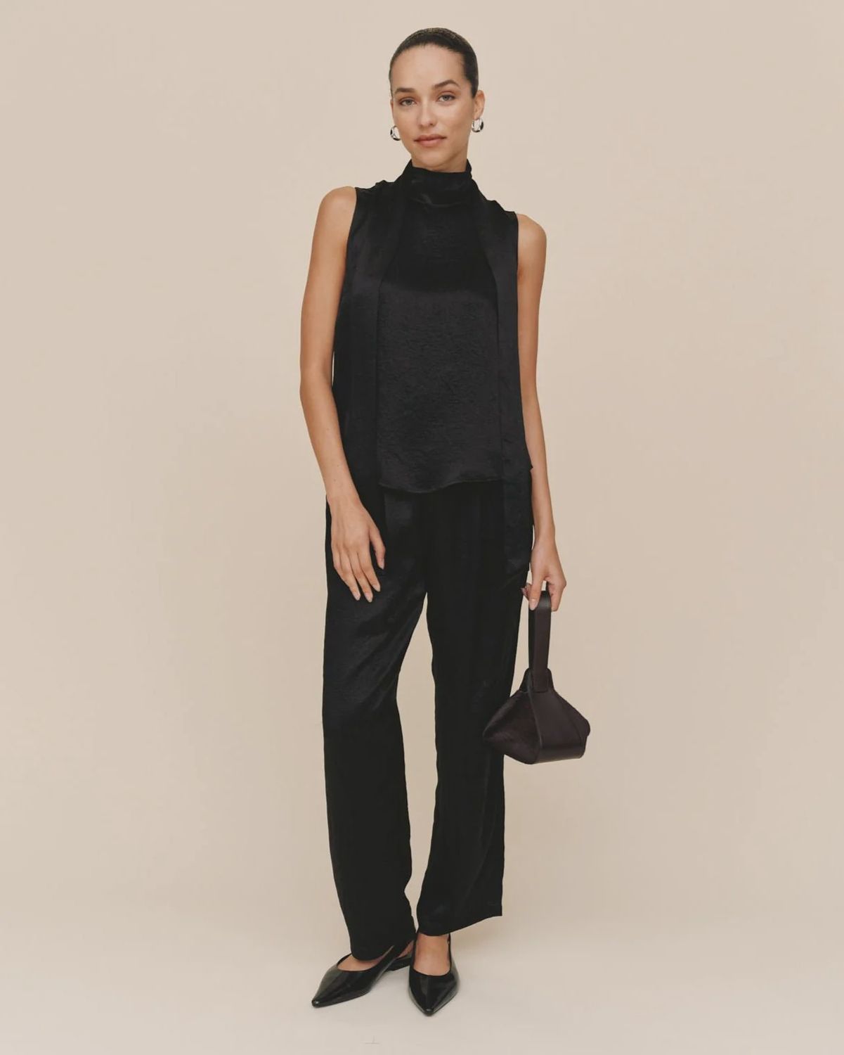 Pull on Slouchy Trouser in Black