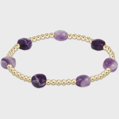 Admire Gold 3mm Bead  Bracelet - Amethyst