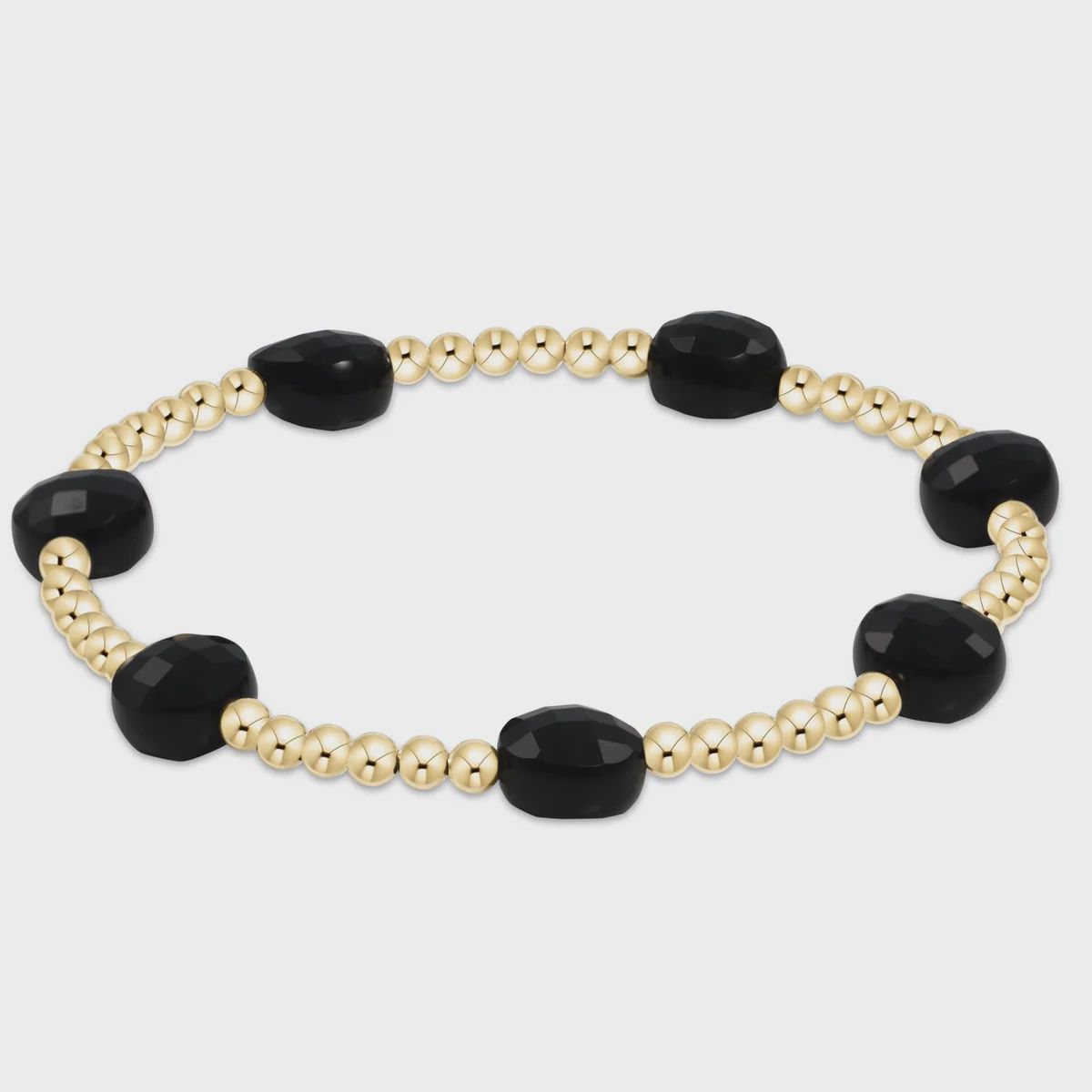 Admire Gold 3mm Bead  Bracelet - Faceted Onyx