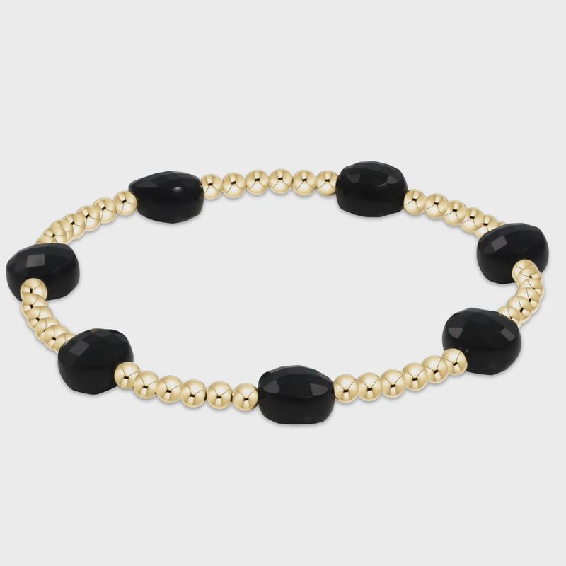Admire Gold 3mm Bead  Bracelet - Faceted Onyx