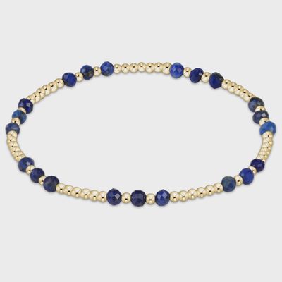 Gemstone Gold Joy Pattern 3mm Bead Bracelet - Lapis