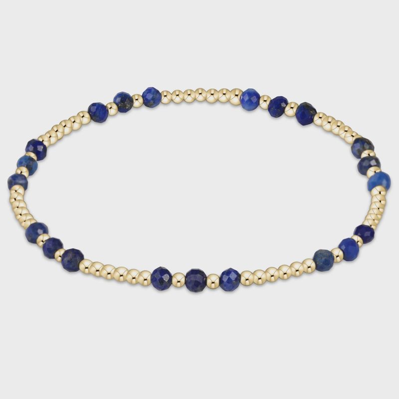 Gemstone Gold Joy Pattern 3mm Bead Bracelet - Lapis