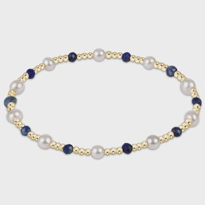 Pearl Sincerity Pattern 4mm Bead Bracelet - Lapis