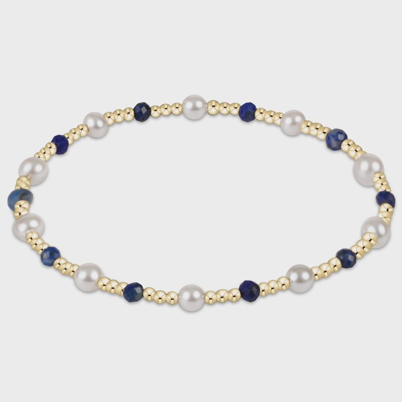 Pearl Sincerity Pattern 4mm Bead Bracelet - Lapis