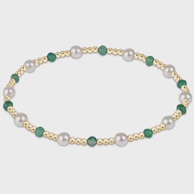 Pearl Sincerity Pattern 4mm Bead Bracelet - Green Onyx