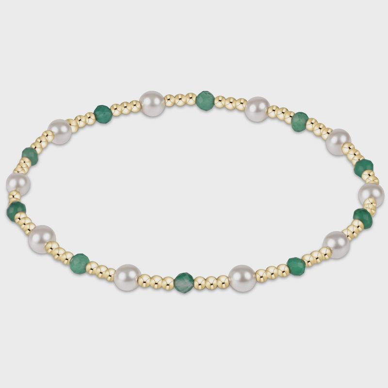 Pearl Sincerity Pattern 4mm Bead Bracelet - Green Onyx