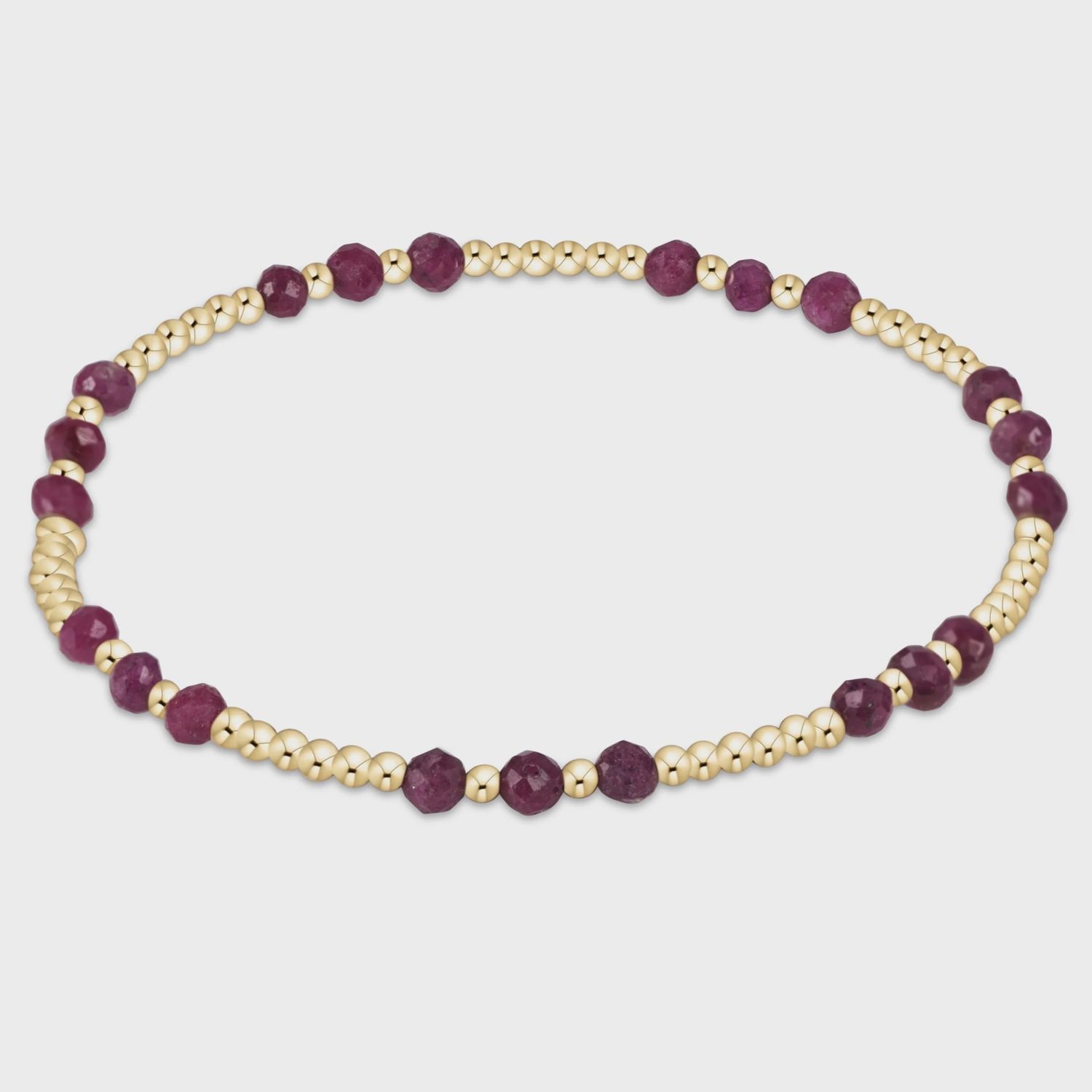 Gemstone Gold Joy Pattern 3mm Bead Bracelet - Ruby