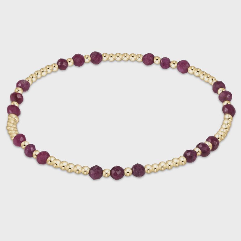 Gemstone Gold Joy Pattern 3mm Bead Bracelet - Ruby