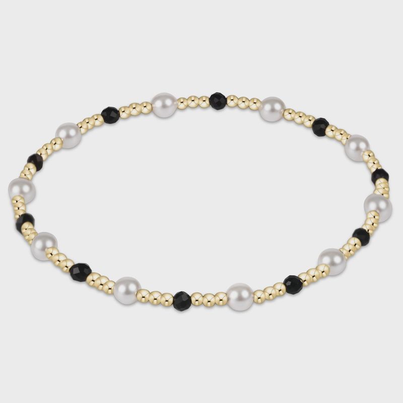 Pearl Sincerity Pattern 4mm Bead Bracelet - Faceted Onyx