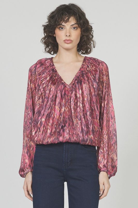 Piaf Top in Pomegrante Flame