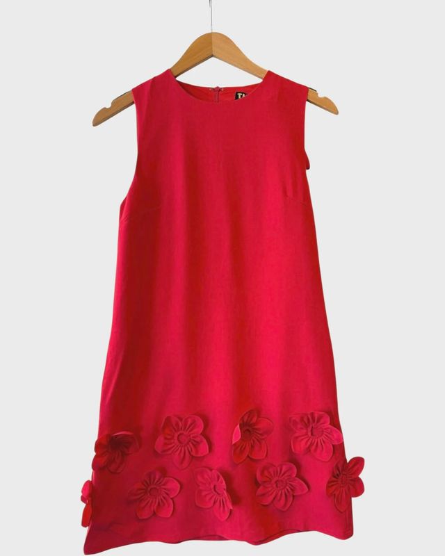 Floral Detail Dress Red