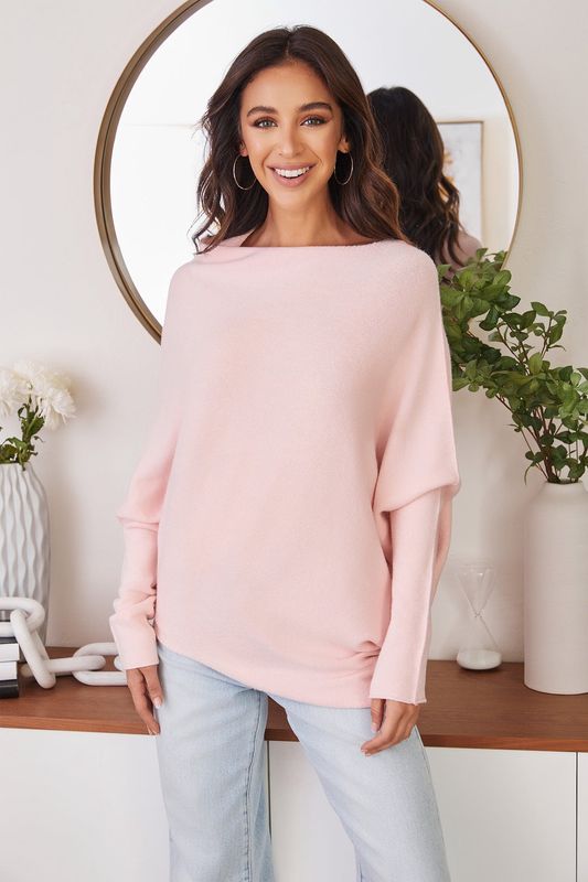 Asymmetrical Sweater in Baby Pink