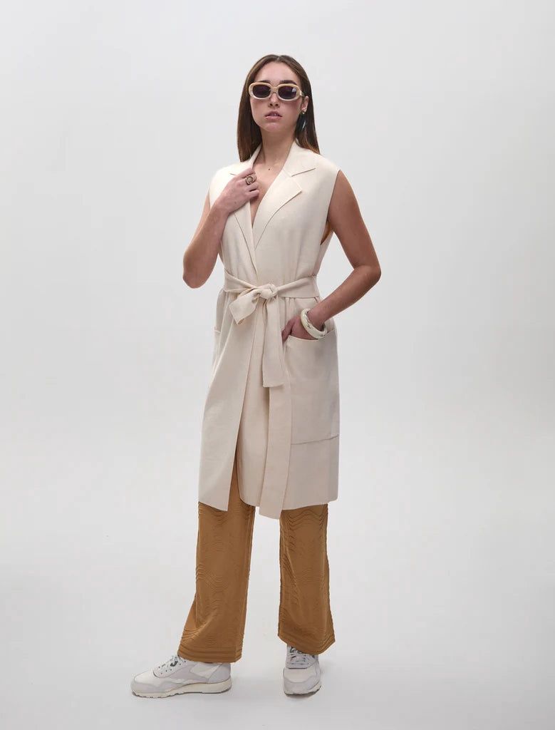 Odeon Long Vest in Ecru