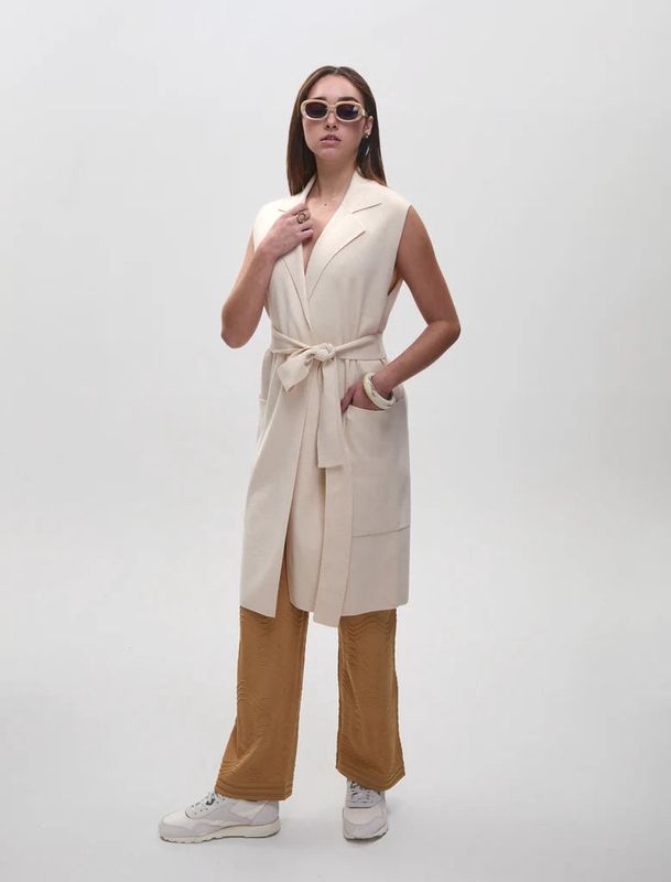 Odeon Long Vest in Ecru