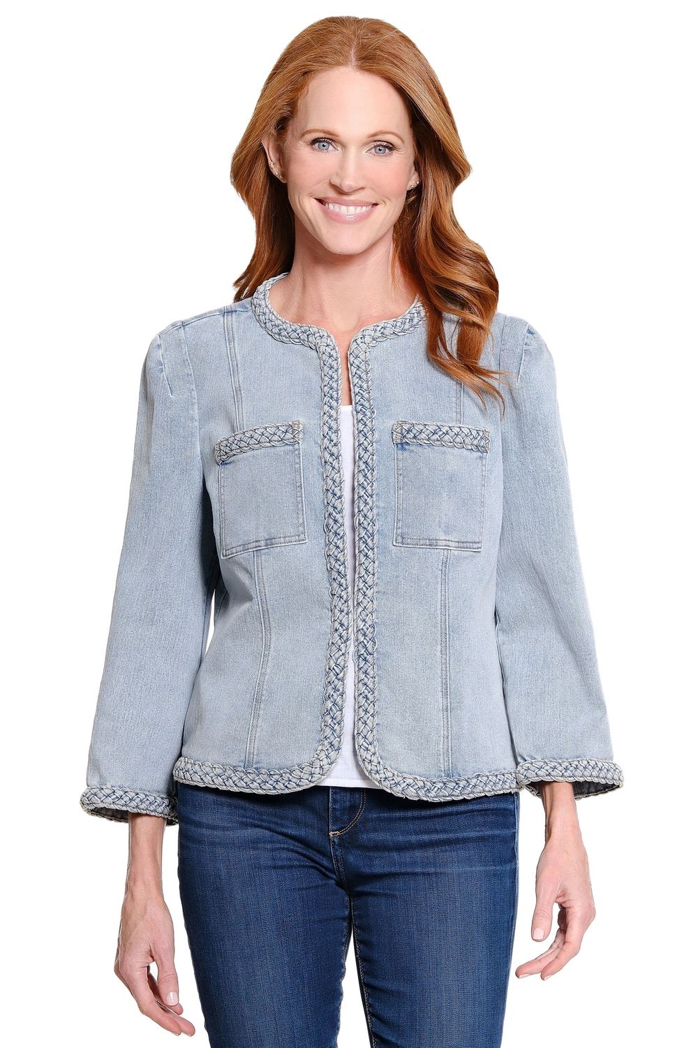 Denim Jacket with Braid Trim