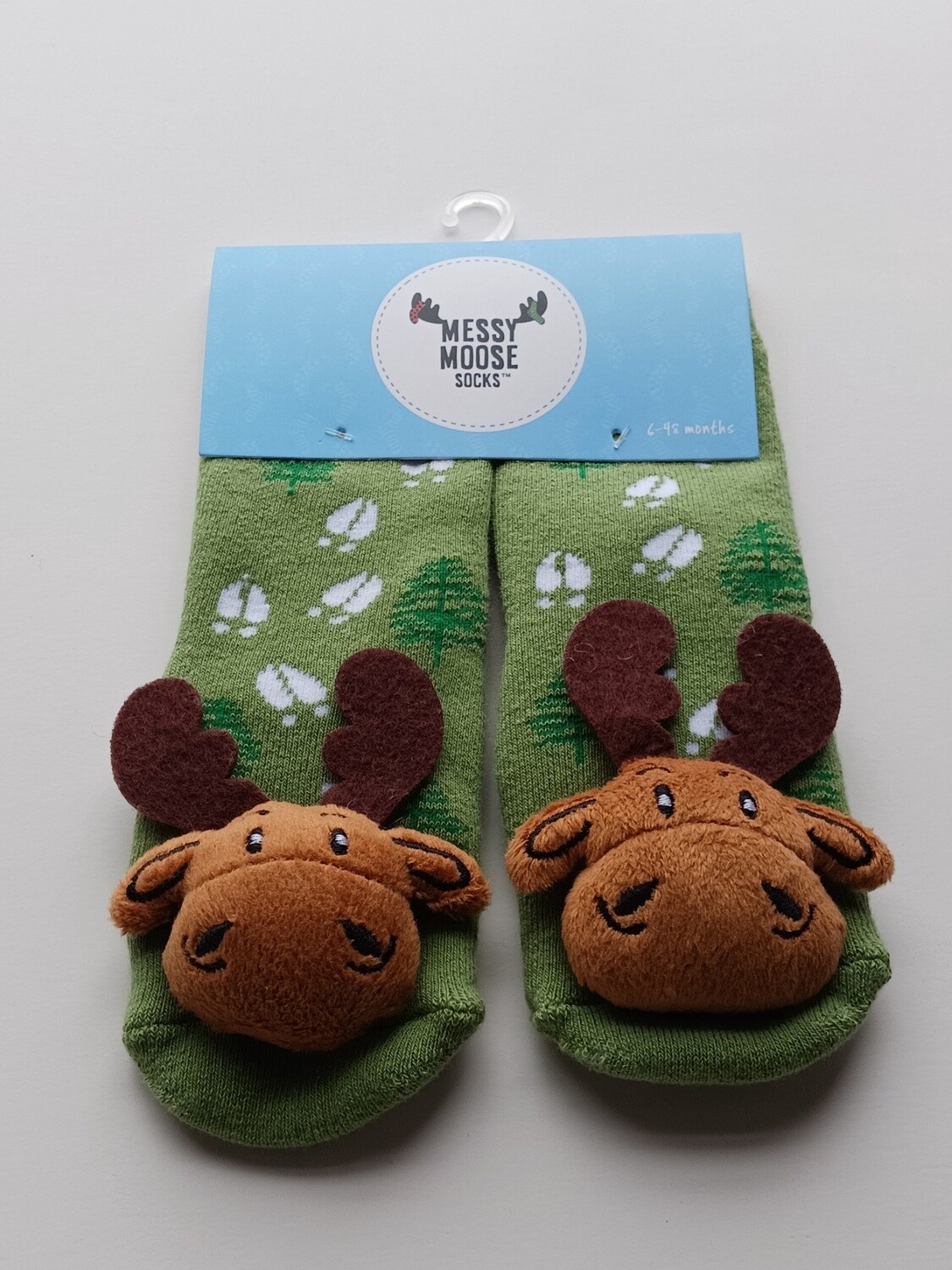 Pine Tree Moose Toddler Socks