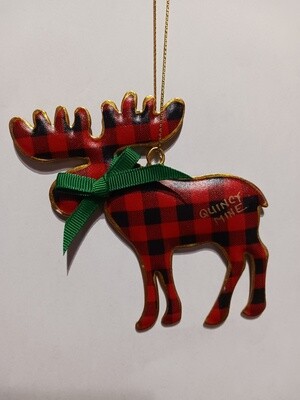 Red Plaid Pillowed Moose Ornament
