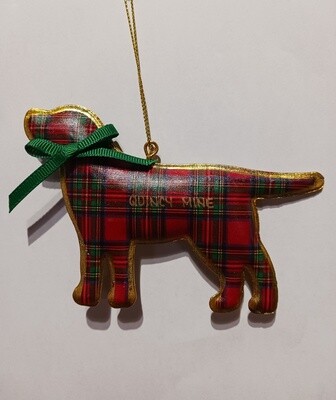 Red Plaid Pillowed Dog Ornament