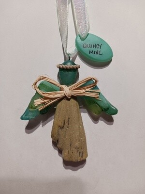 Resin Ornament Driftwood & Sea Glass Angel
