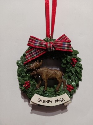 Resin Ornament Moose in Wreath