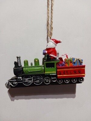 Resin Ornament Santa on a Train