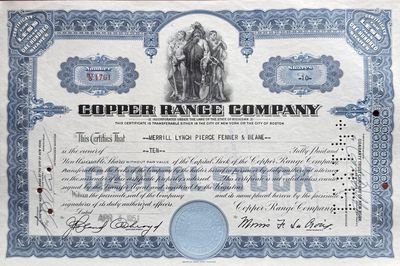 Copper Range Stock Certificates