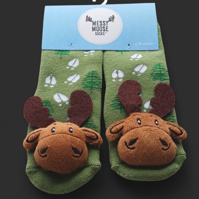 Pine Tree Moose Toddler Socks