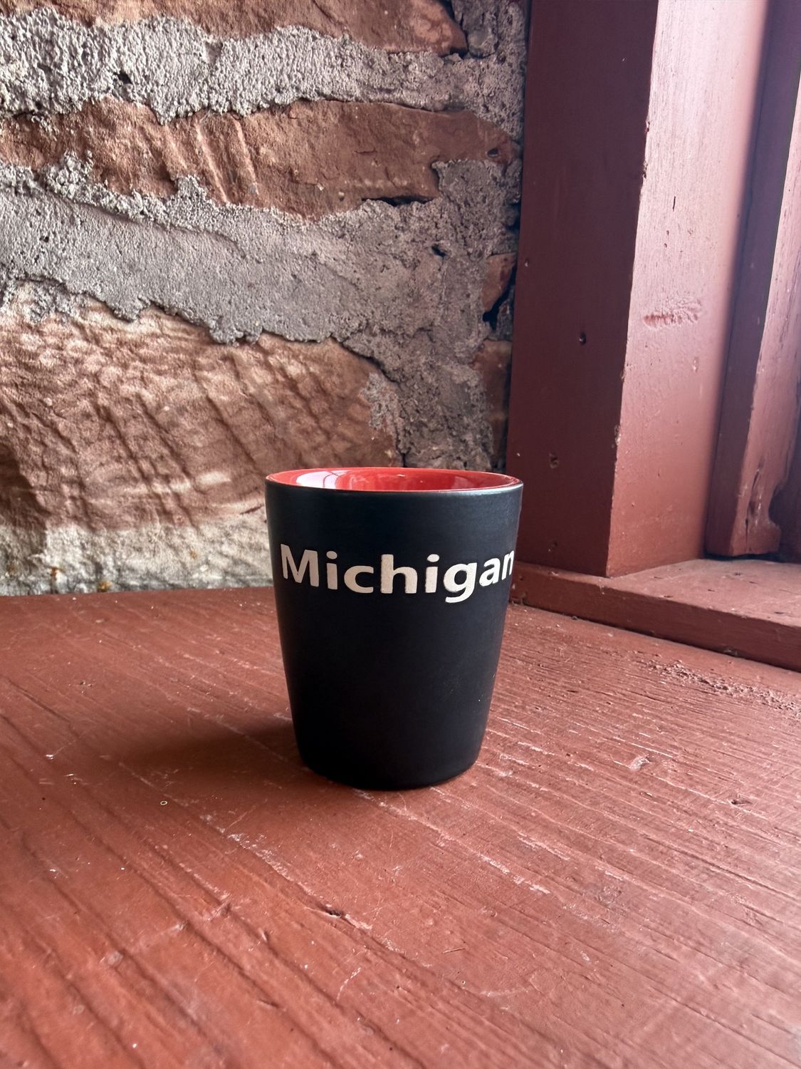 Black Matte Michigan Shot Glass / Red