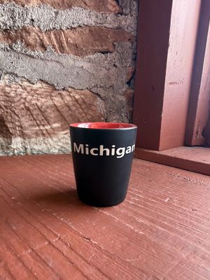 Black Matte Michigan Shot Glass / Red